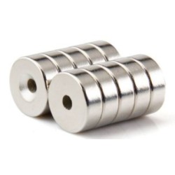 Imán de Neodimio circular 8x3 mm con barreno de 3 mm