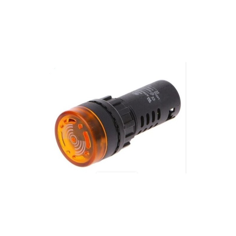 Lámpara piloto 16mm color amarillo 12V con buzzer