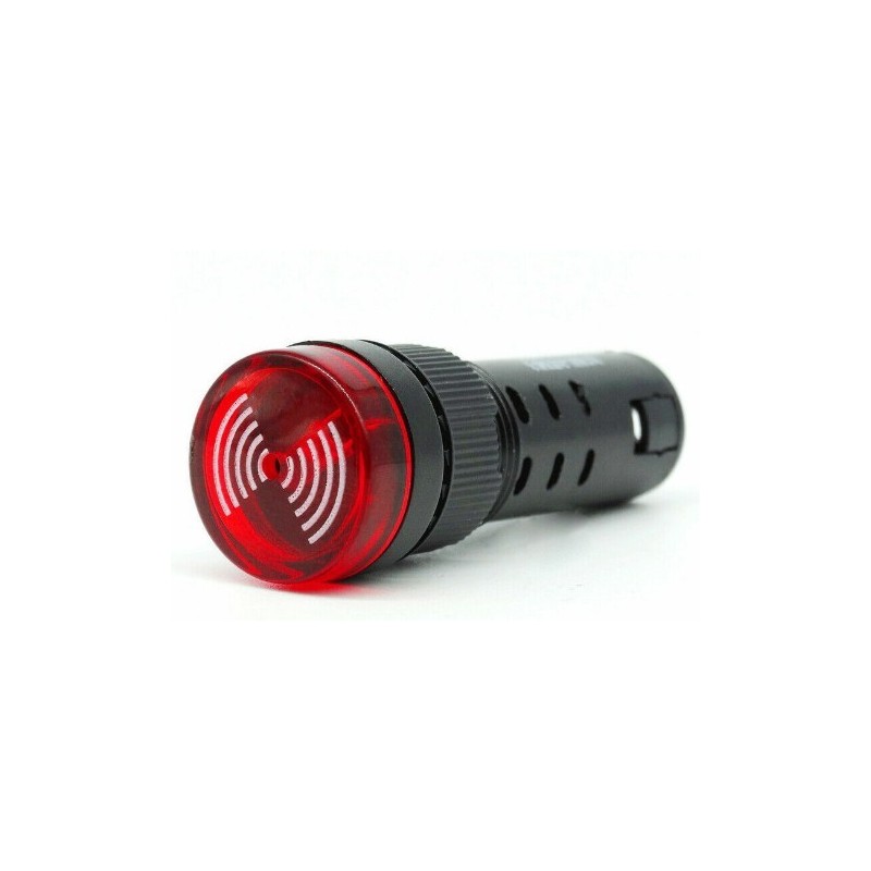 Lámpara piloto 16mm color Rojo 12V con buzzer