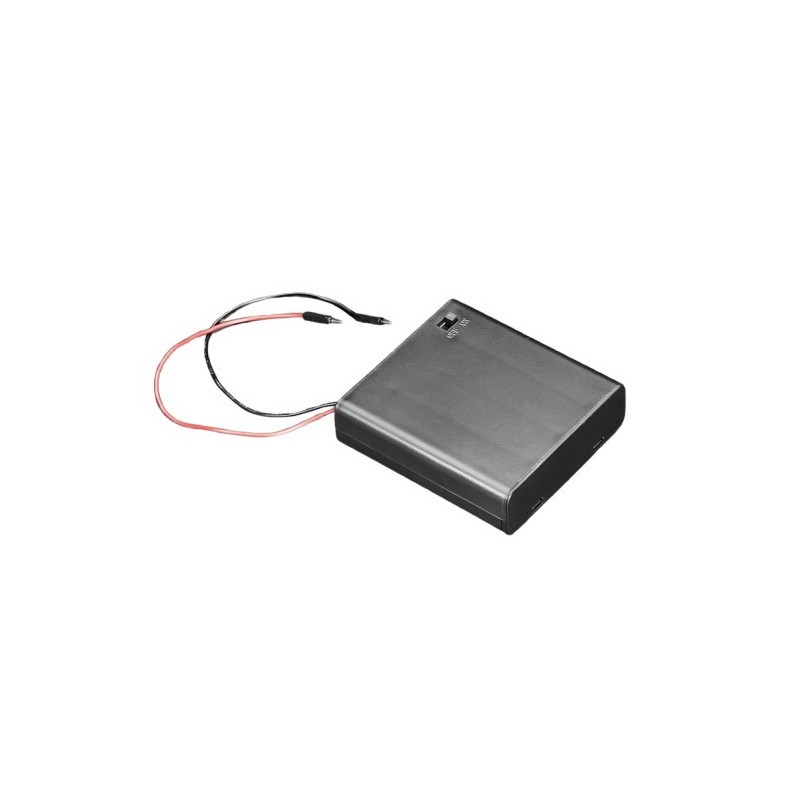 Porta pilas AAx4 con switch On/Off y cubierta
