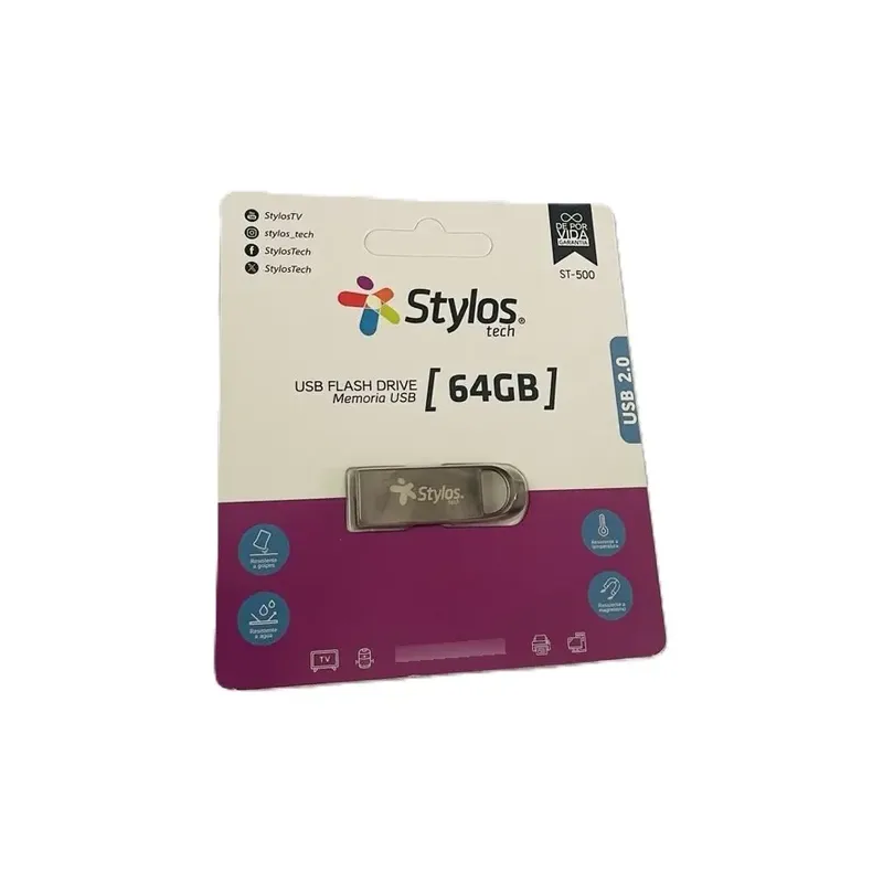Memoria USB Stylos 64GB color Plata