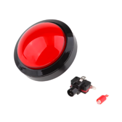 Botón Arcade Jumbo Tipo Domo con Luz LED rojo, 10cm