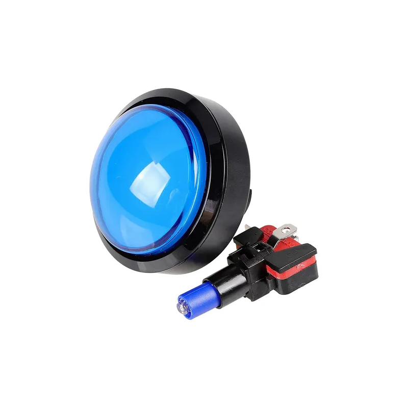 Botón Arcade Jumbo Tipo Domo con Luz LED azul, 10cm