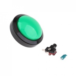 Botón Arcade Jumbo Tipo Domo con Luz LED verde, 10cm