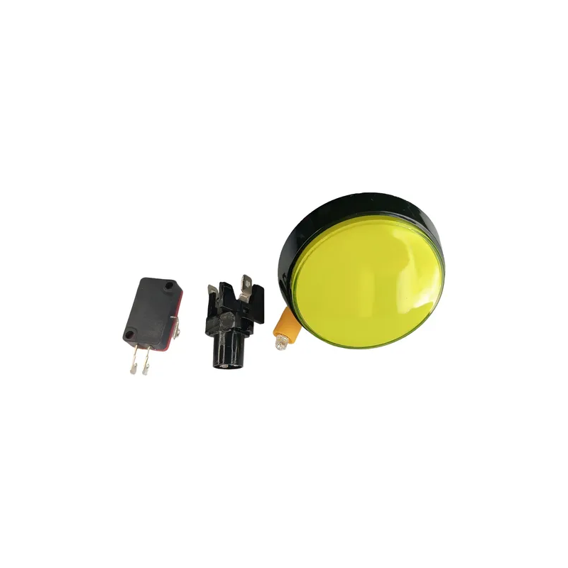 Botón Arcade Jumbo Tipo Domo con Luz LED amarillo, 10cm