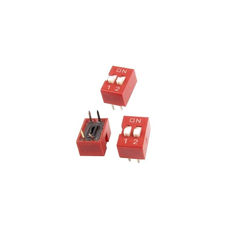 Dip Switch 2 posiciones (Color Rojo PCB)