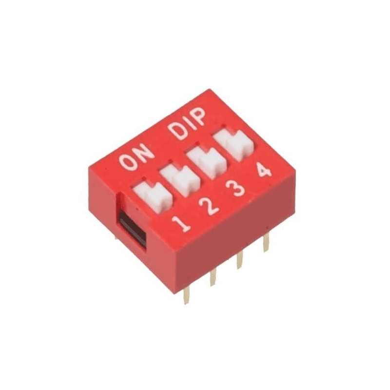 Dip Switch 4 posiciones (Color Rojo PCB)