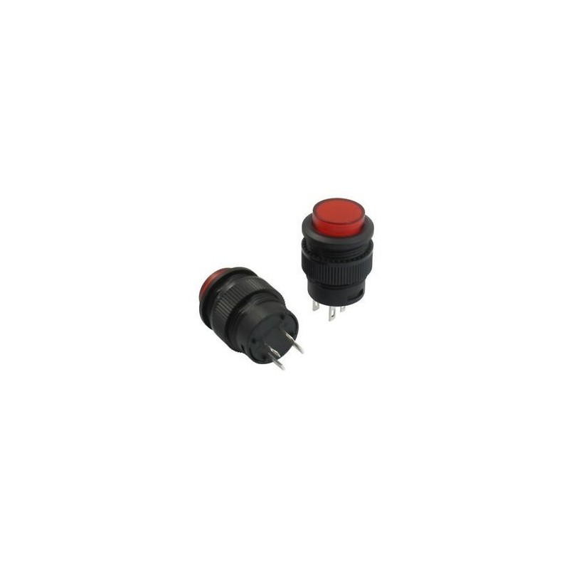 Pulsador con led y enclave 16mm 3A 250VAC (Rojo)