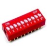 Dip switch para PCB 10 posiciones color Rojo