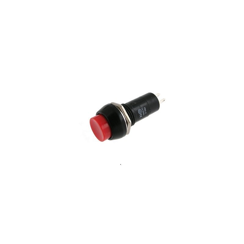 Pulsador con enclave Redondo 12mm 1A 250 VAC NO (Rojo)