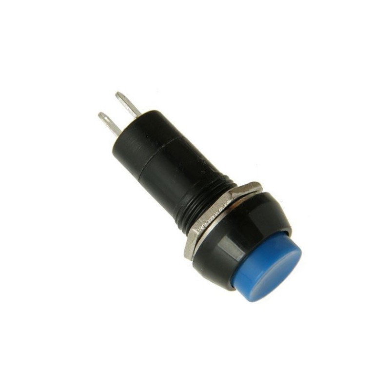 Pulsador con enclave Redondo 12mm 1A 250 VAC NO (Azul)