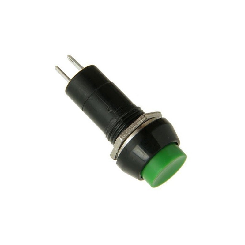 Pulsador con enclave Redondo 12mm 1A 250 VAC NO (Verde)