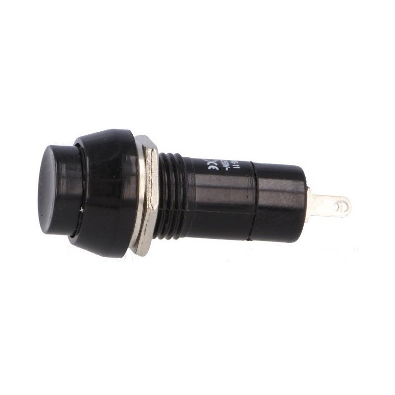 Pulsador con enclave Redondo 12mm 1A 250 VAC NO (Negro)