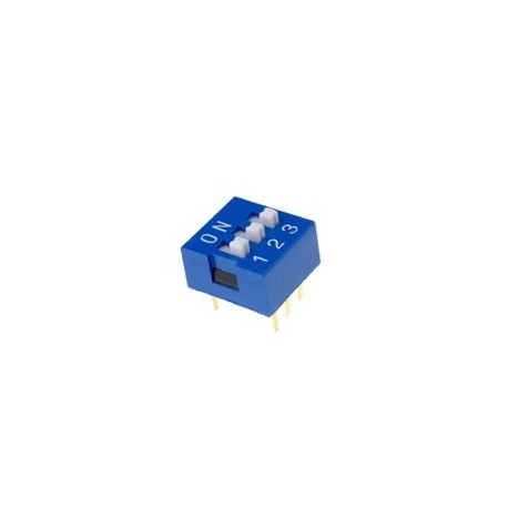 Dip Switch 3 posiciones SPST (color azul para PCB)