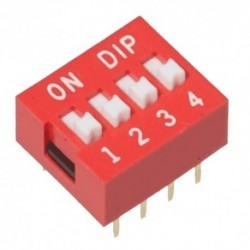 Dip Switch 4 posiciones (Color Rojo PCB)