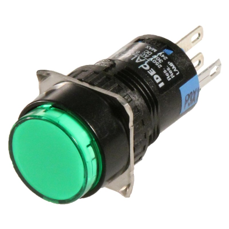 Push button momentáneo SPDT 16mm con luz verde (LED 12V)