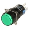 Push button momentáneo SPDT 16mm con luz verde (LED 12V)