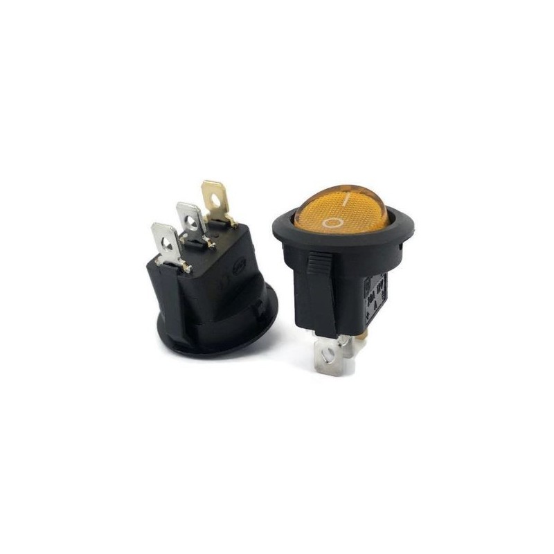 Rocker Switch redondo 20mm con luz amarillo (LED 12V)