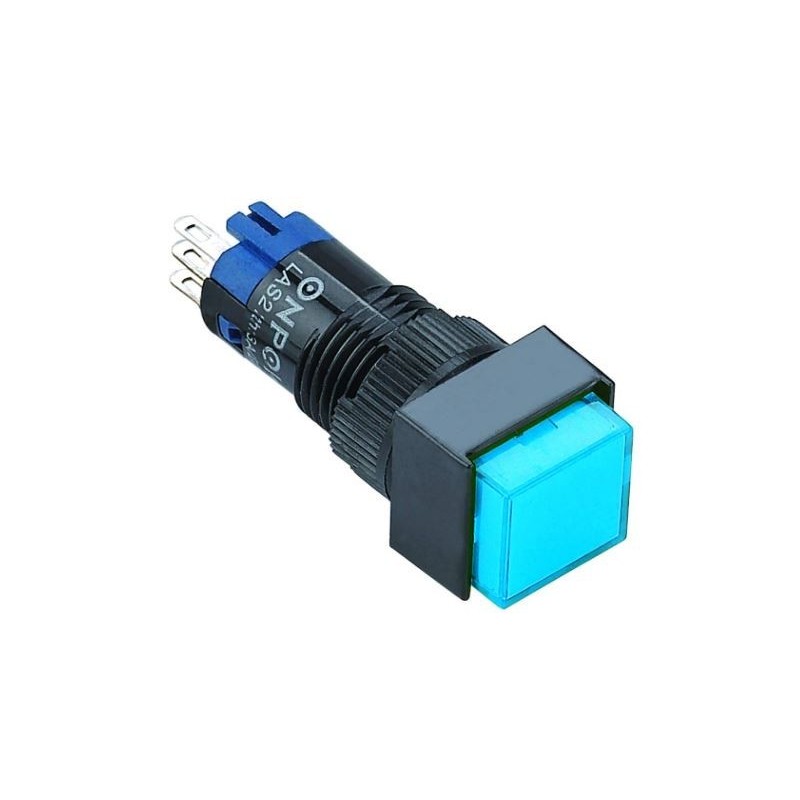 Pulsador momentáneo cuadrado 10mm azul SPDT
