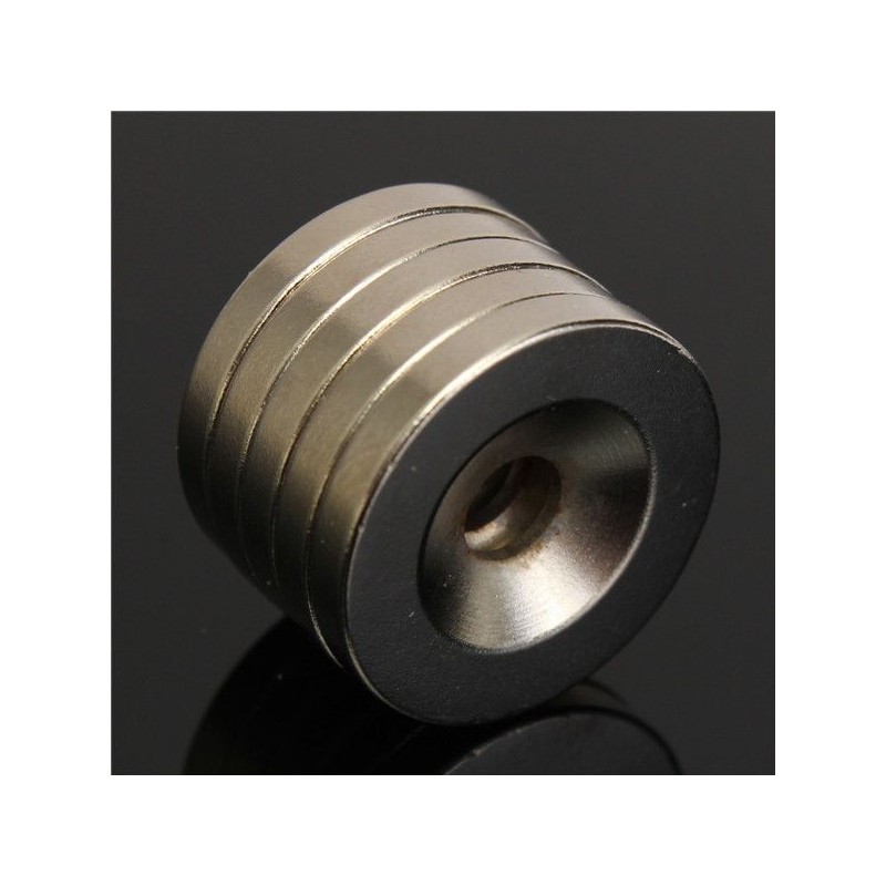 Imán de neodimio 12x3mm con barreno de 4mm