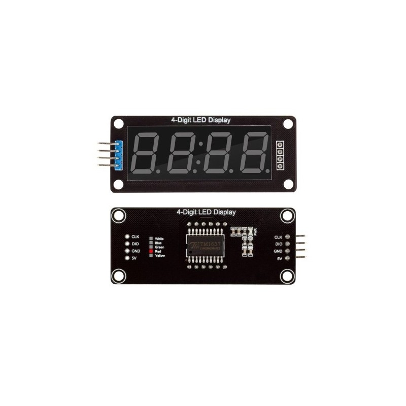 Módulo Display cuádruple 7 segmentos TM1637 ánodo común color Blanco 0.56 inch