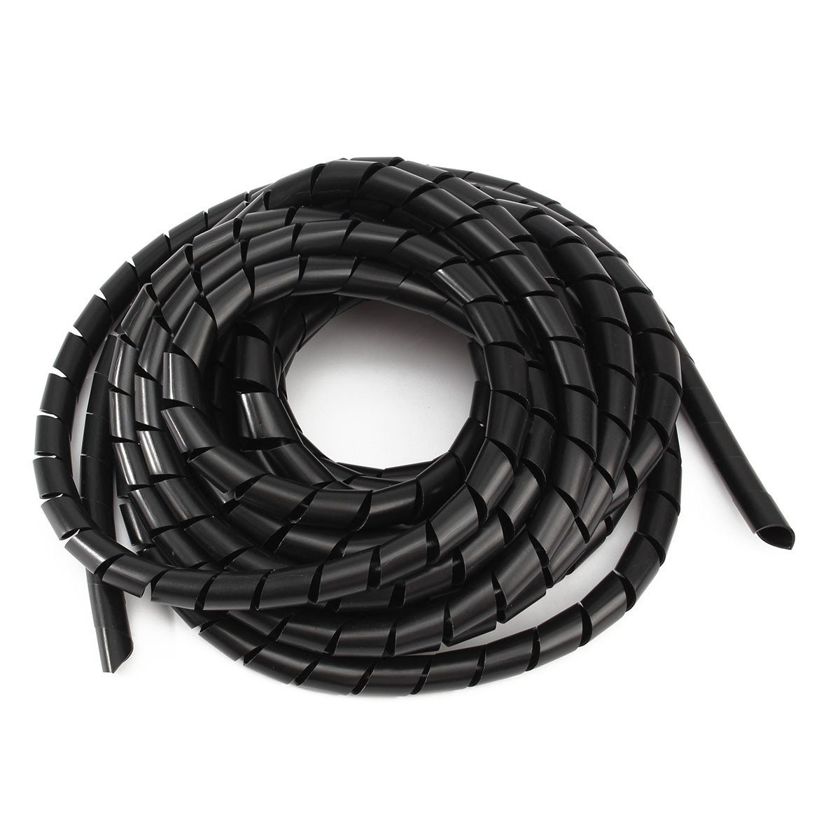 sourcingmap® 4 mm de diámetro 25M Longitud del alambre del cable del abrigo ordenado en Espiral Banda Organizador Negro 