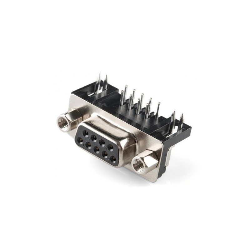 Conector DB9 hembra para PCB en ángulo.