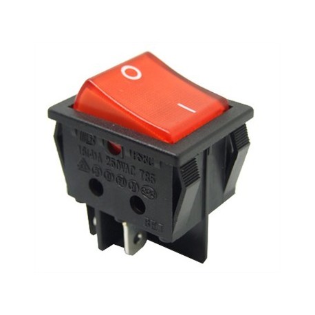 Rocker Switch 30x25 mm color rojo.