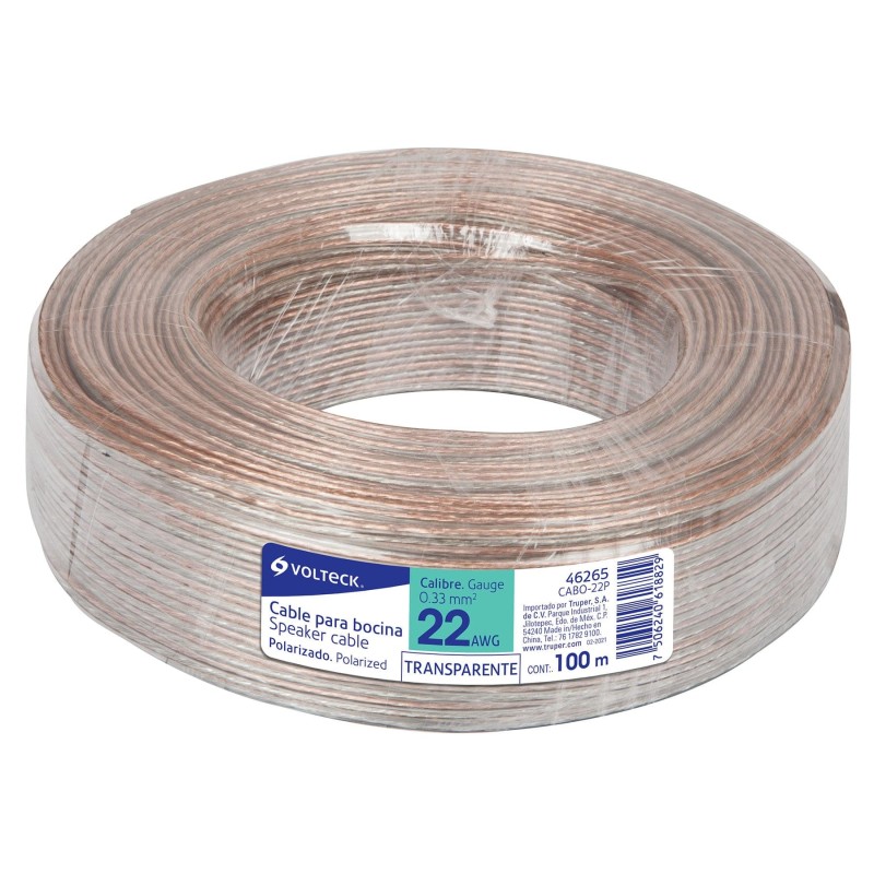 Cable polarizado transparente para bocina 22 AWG (1 metro)