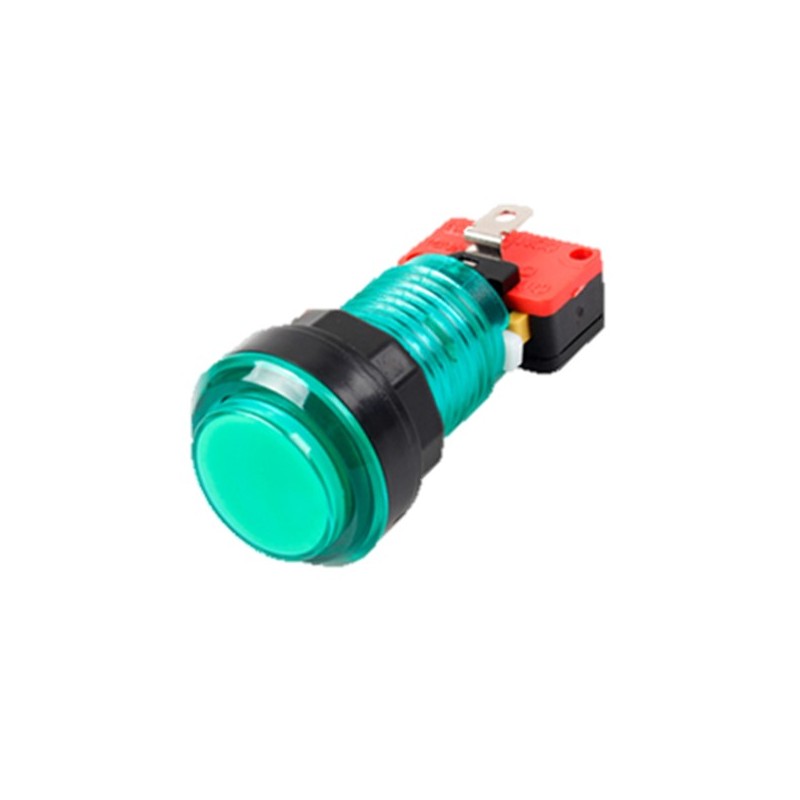 Botón para maquinita luminoso color verde con microswitch