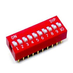 Dip switch para PCB 10 posiciones color Rojo