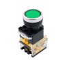 Botón pulsador redondo LA38, momentáneo 22mm color verde