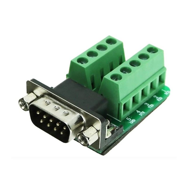 Conector macho DB9 RS232 9 pines con PCB
