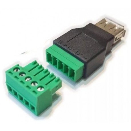 Conector USB A Hembra con terminales