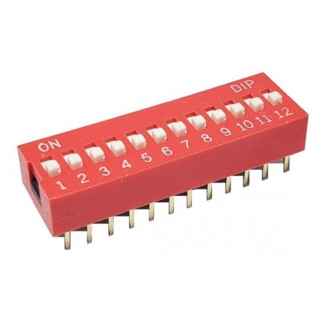 Dip Switch 12 posiciones (Color Rojo PCB)