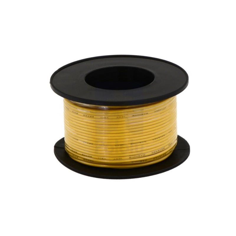 Carrete con 30 metros de cable amarillo calibre 30 AWG (Pololu 2604)