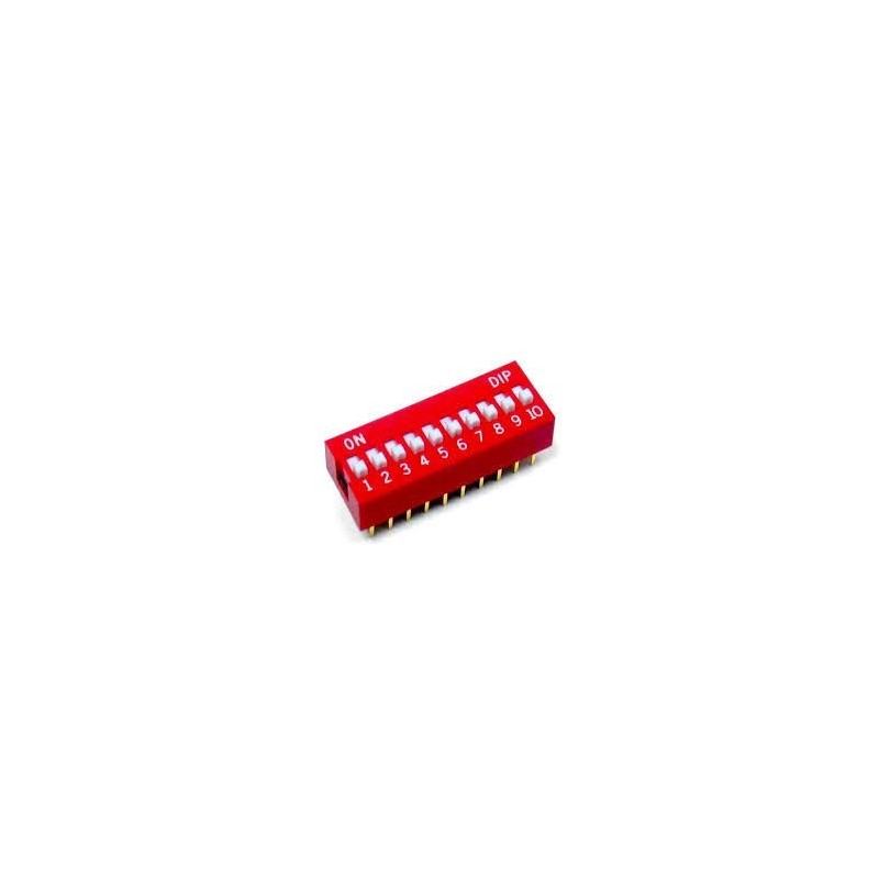 Dip switch para PCB 10 posiciones rojo