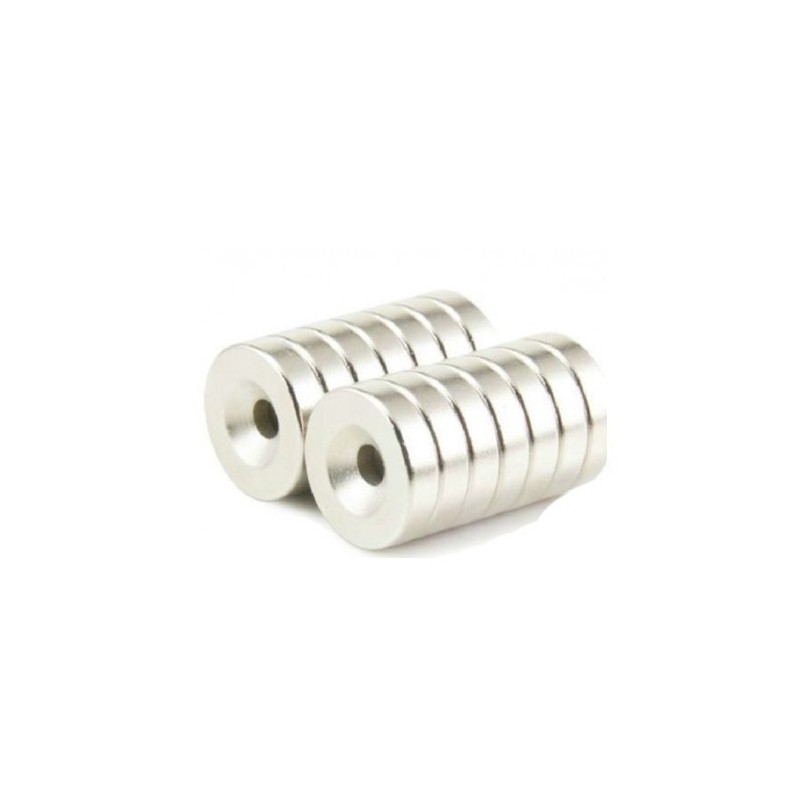 Imán de neodimio circular con barreno de 4mm
