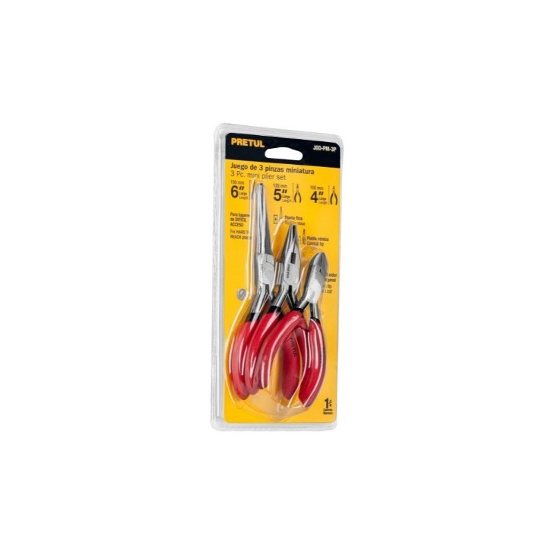 Juego de 3 minipinzas PRETUL
