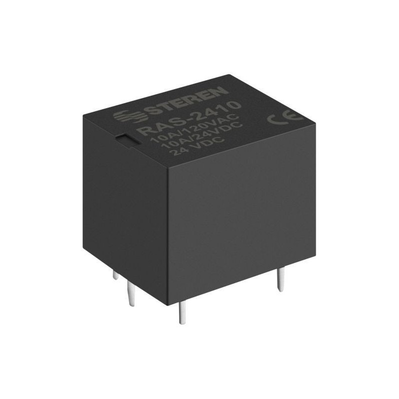 Relevador compacto de 1 polo, 2 tiros (SPDT) y bobina de 24 Vcc