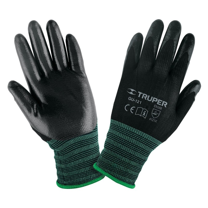 GUANTES DE NYLON RECUBIERTOS DE NITRILO, CHICOS, PRETUL