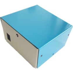 Caja de metal para proyecto color azul y blanco 106X102X96mm