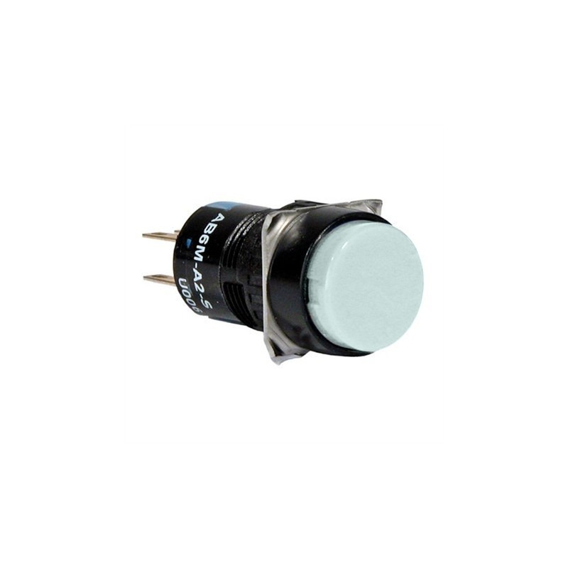 Push button momentáneo SPDT 16mm con luz Blanca (LED 12V)