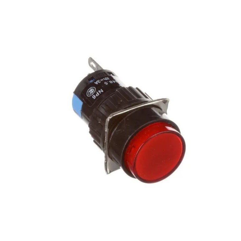 Push button momentáneo SPDT 16mm con luz Blanca (LED 12V)