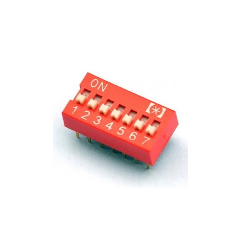 Dip Switch 7 posiciones (Color Rojo PCB)
