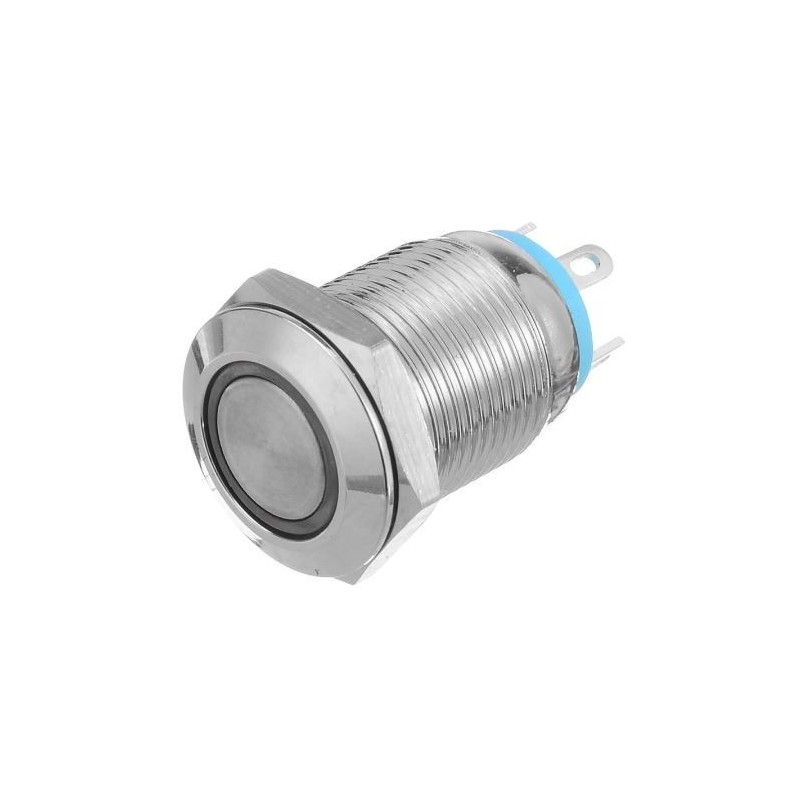 Botón momentáneo Antivandálico 12mm con luz amarilla (LED 12V)