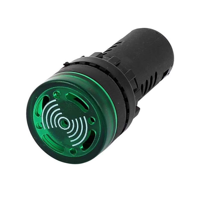 Lámpara piloto 22 mm color verde 12 V con buzzer