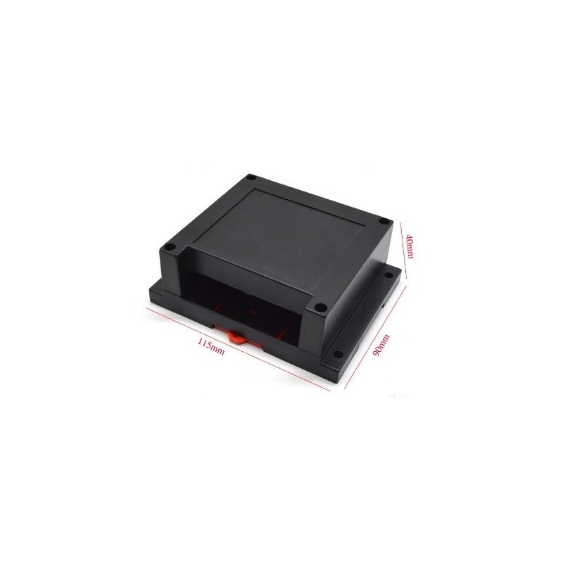 Caja de plástico para Riel DIN color negro 115x90x40mm