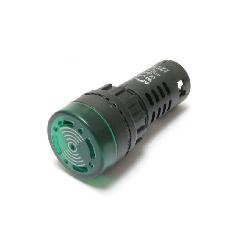 Lámpara piloto 22mm color verde 24 V con buzzer