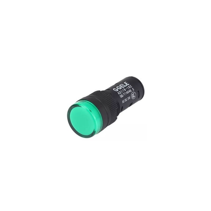 Lámpara piloto 16mm con led color verde 110-220 VAC